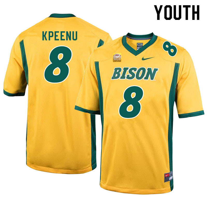 Youth #8 Barika Kpeenu North Dakota State Bison College Football Jerseys Sale-Yellow - Click Image to Close